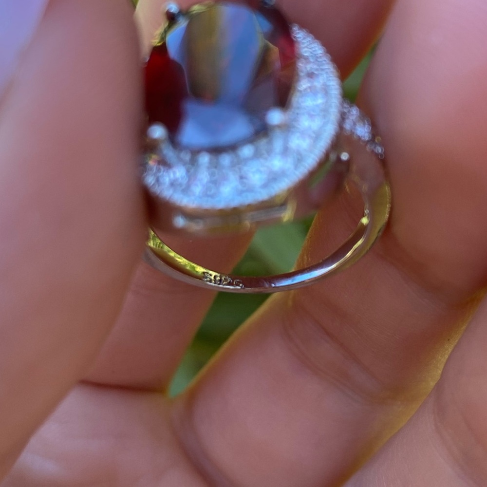 NEW 925 Sterling Silver Red Stone Ring - Picture 6 of 6